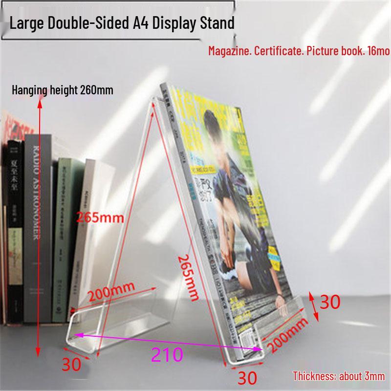 Acrylic Book Display Stand - Transparent Desktop Document Holder and Shelf