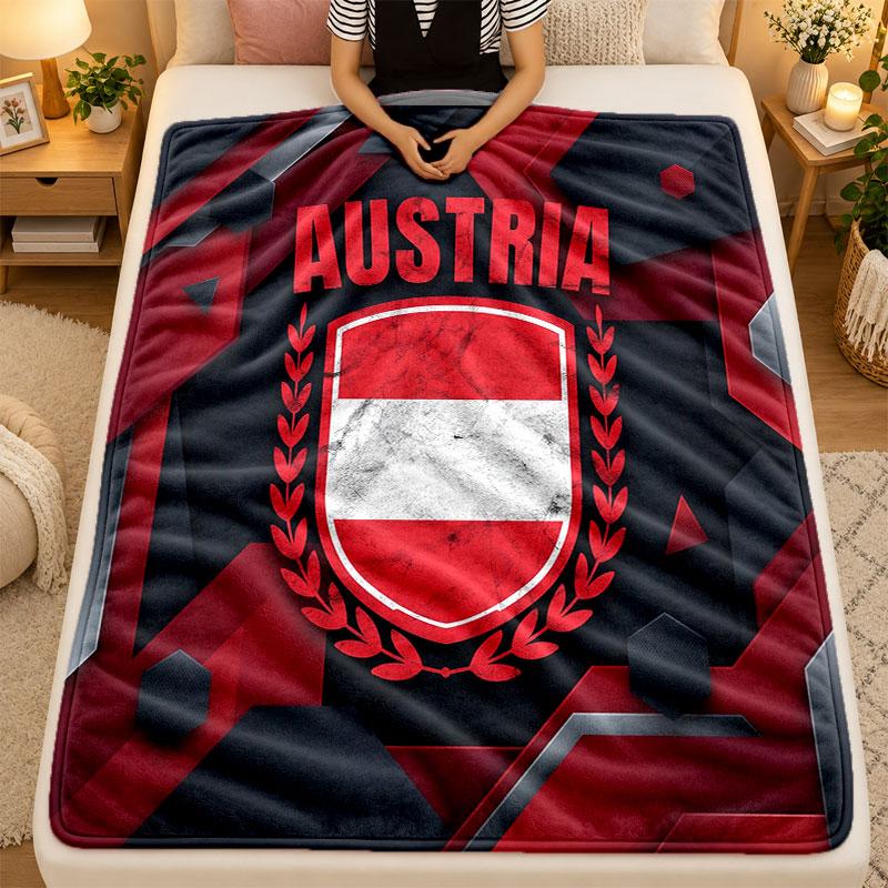 Flannel BlanketAustria Football Warm Soft Throw Blanket for Indoor Sofa Bed Living Room Use