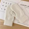 Double-layer Rabbit Hair Gloves Female Winter  Solid Color All Fingers Winter Women Gloves Warm Mittens