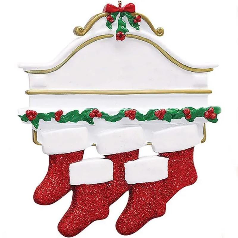 Noel Süsleri Kişiselleştirilmiş Diy Reçine Kolye Noel Çorap Süsler Aile Noel Ağacı Reçine Asılı