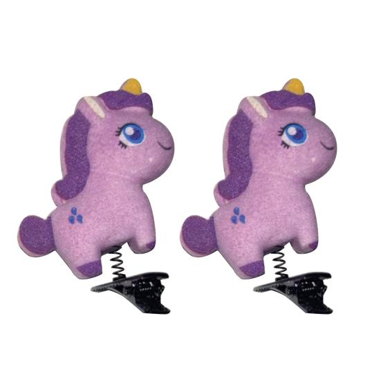 Girl Hair Pin Flocking Cartoon Horse Design Metal Hair Clips Bright Color Decorative Holiday Party Hairpins Hair Accessories