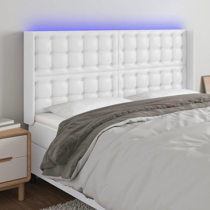 VidaXL Tête de Lit à LED Meuble de Chambre à Coucher Accessoire de Lit Double Tête de Cadre de Lit Intérieur Blanc 3124157