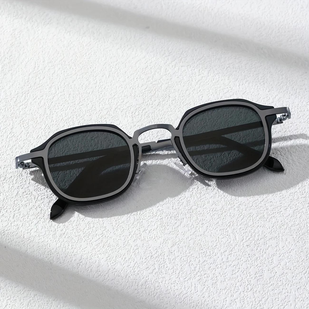 

1Pc Round Glasses Metal And Plastic Combination Frame Trendy Comfortable And High-End Decorative Glasses