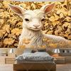 Sheep in Garden Tapestry Wall Hanging Animal Ram Sheep Deer Tapestry Aesthetic Room Decor Wallpapers For Bedroom Paintings