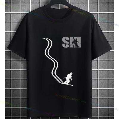 Unisexs Boho Style Skiing Skiers Graphic Tshirt Casual Shortsleev Round Neck Pure Cotton Tee Outdoor Clothing Perfect Gift
