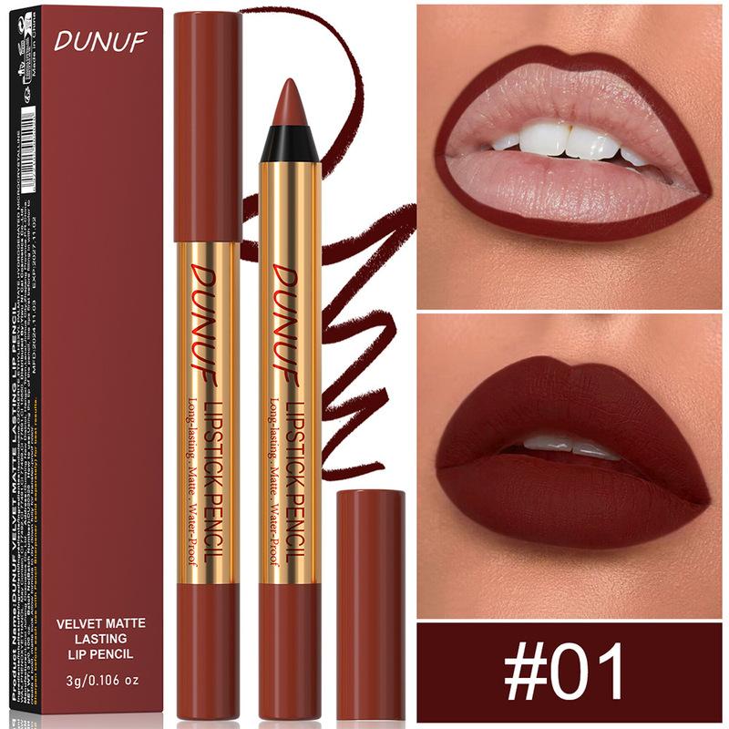 Matte Brown Lipstick Pencil Crayon Lip Liner Non-stick Cup Lipliner Pen Velvet Lip Outline Contour Lasting Waterproof Makeup