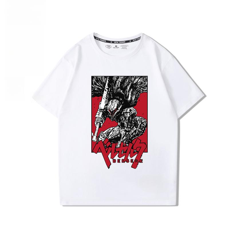 Berserk Anime Hübscher Druck 100% Baumwoll-T-Shirt Sommer Herren Lässig Bequem Atmungsaktiv Streetwear