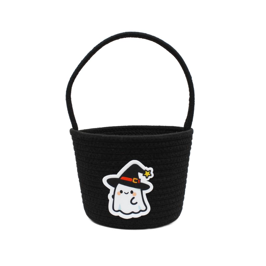 Halloween Handwoven Storage Basket - Decorative for Candy, Treats, and Party Organization
