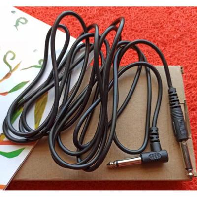 Black Electric Guitar Audio Cable with Noise Reduction, 6.5mm Straight To Bent Head