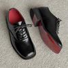Vintage Derby Shoes For Men Square Toe Lace Up Formal Oxfords Red Sole Business Work Daily Comfortable Leather Casual Dress Shoe