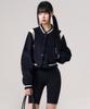 Leathery Corduroy Varsity Teddy Jacket [Navy]