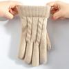 Women Winter Knitted Gloves Thick Fleece Lined Warm Gloves Solid Color Touch Screen Gloves for Driving Golfing Fishing Hiking