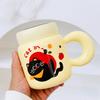 New Birthday Naughty Cat Water Cup Cartoon Ceramic Mug with Lid Spoon Cartoon Drinking Cup Gift Set Gift Box