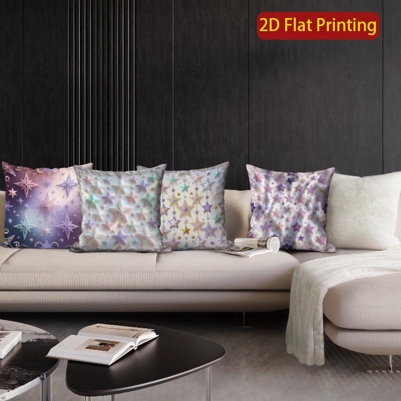 2D Pastel Starry Aesthetic Throw Pillow Covers** Pattern Cushion Cover Suitable For Sofa Bedroom Car Pillow Cover