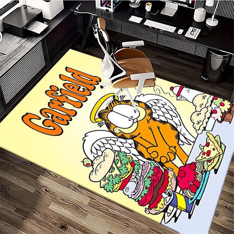 1 buc. Covoraș pentru Scaun de Birou Garfield cu Aripi de Înger - Design Anime Cartoon, Covor Antiderapant pentru Decor Acasă, Cadou Sezonier, Potrivit pentru Birou, Sufragerie, Dormitor