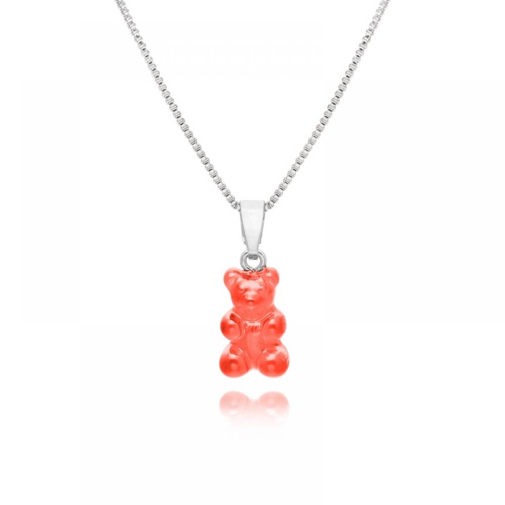 Nostalgia Bear Jelly Red Classic Connector Silver