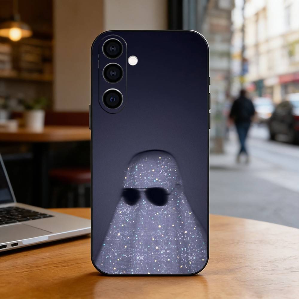 Stardust Ghost Phone Case Black Silicone Soft For Samsung Galaxy A73,A72,A71,A70,A53,A52,A51