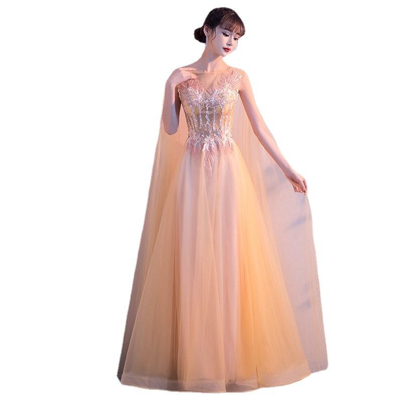 Evening Dress Female 1011 New Banquet Temperament Long Fairy Air Solo Chorus Performance Host Aura Queen