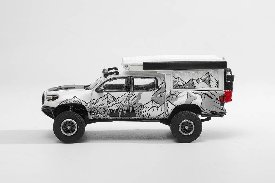 Gaincorp Products 1/64 Scale Toyota Tacoma TRD Pro 2022 (Camper Van) White/Art Finished Product KS076-529