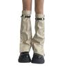 Women Punk Buckle Leather Leg Warmers Harajuku Grunge Leg Socks Side Buttons Wide Baggy Boot Covers Gaiters Streetwear