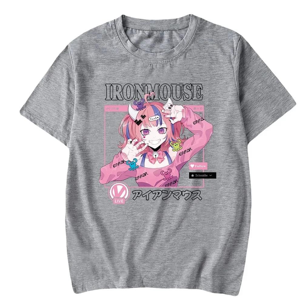 Ironmouse Tshirt Fashion Print Short Sleeve Unisex and Women Casual Sweatshirt Cool Street Wear S