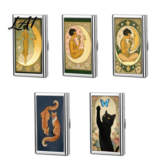 Slim Card Holder Vintage Style Case Stainless Steel Secure Snap Metal Wallet