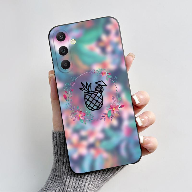

For Samsung Galaxy A55 5G Case SM-A556B Stylish Painted Cover Black TPU Soft Silicone Case For Samsung A15 A25 A35 A55 5G Fundas Galaxy A35