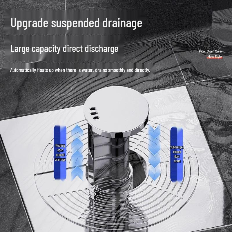 Universal Automatic Anti-Odor Floor Drain with Extended Core and Anti-Siphon Valve