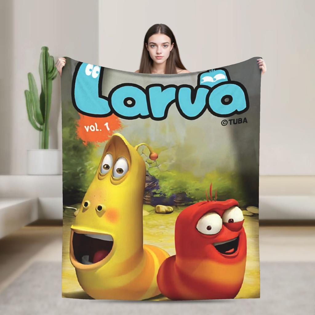 Kvalitní měkká deka s kreslenými larvami, přehoz na postel, zimní piknik, pohovka, postel, vtipné přehozy