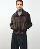 Noirer Antique Cow Leather High-Neck Blouson (Brown)
