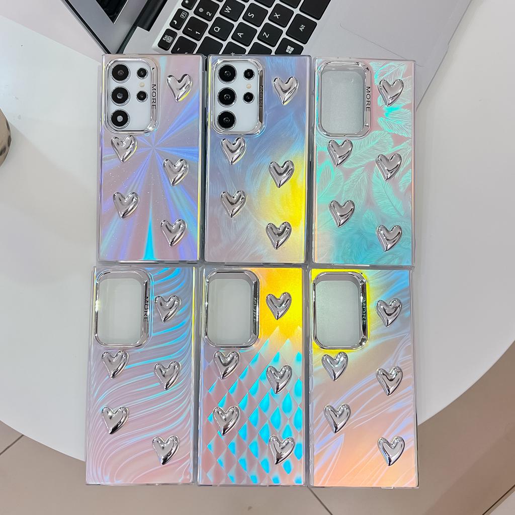 Electroplating Laser Suitable for Samsung S25ultra Mobile Phone Case Three-dimensional DIY Love S24Plus Premium A56