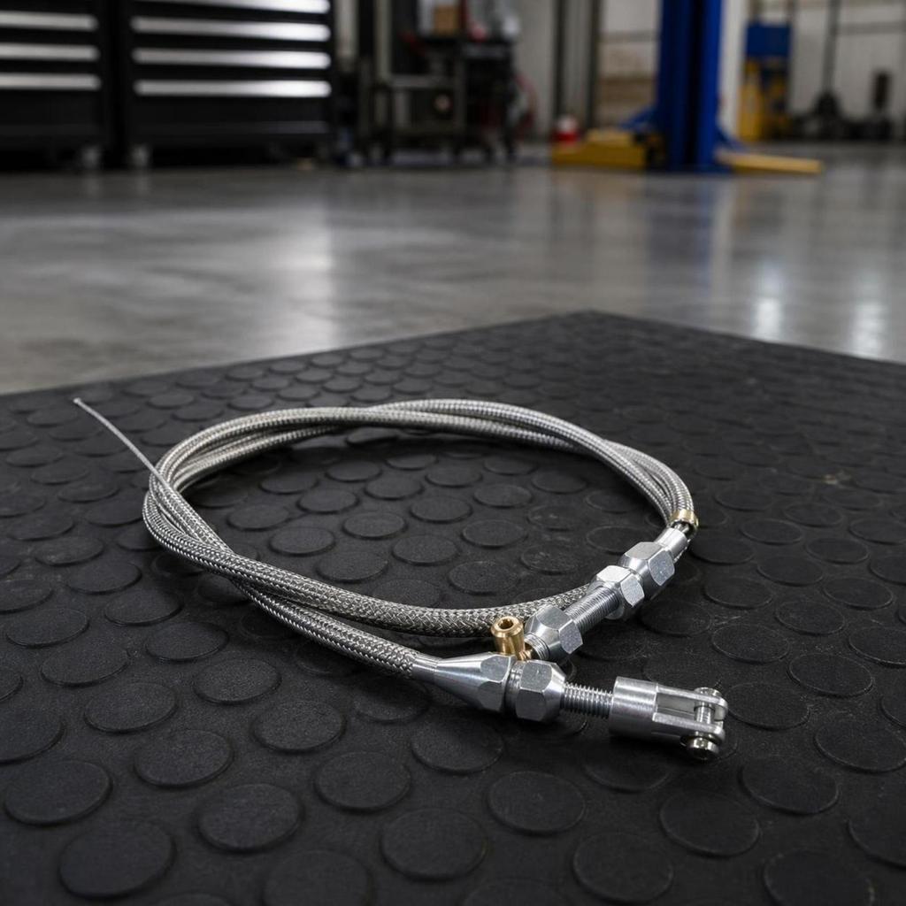 Adjustable Braided Throttle Cable Flexible with Clevis Metal