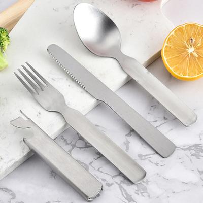 Stainless Steel Tableware Set 3-in-1 Knife Fork Spoon Foldable Student Dormitory Utensils Portable Office Lunch Cutlery Set for Camping Travel Office
