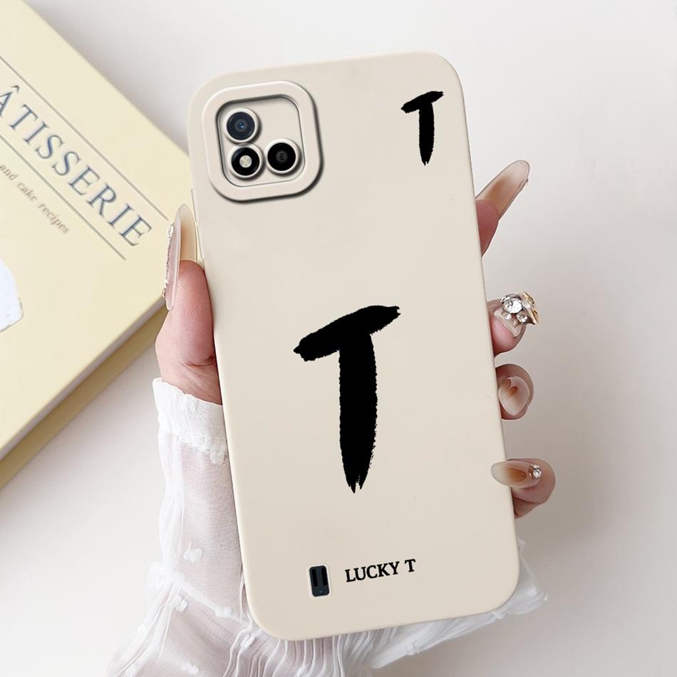 For Realme C11 (2021) Lucky Initial Letter Phone Case For Realme C11 2021 2020 RMX3231 RMX2185 Soft Silicone Shockproof Cases