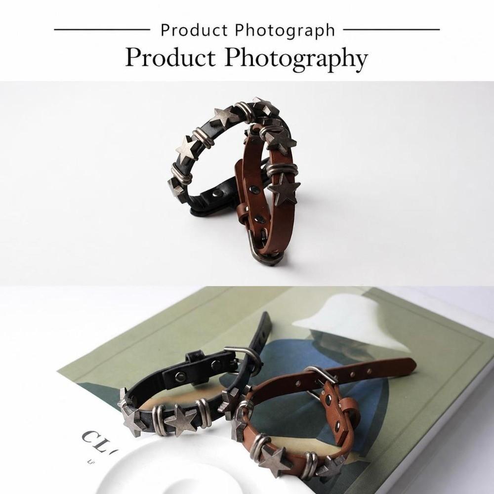 PU Leather Skull Bracelet Star Rivet Bracelet Goth Vintage Chain Bracelet Women Men