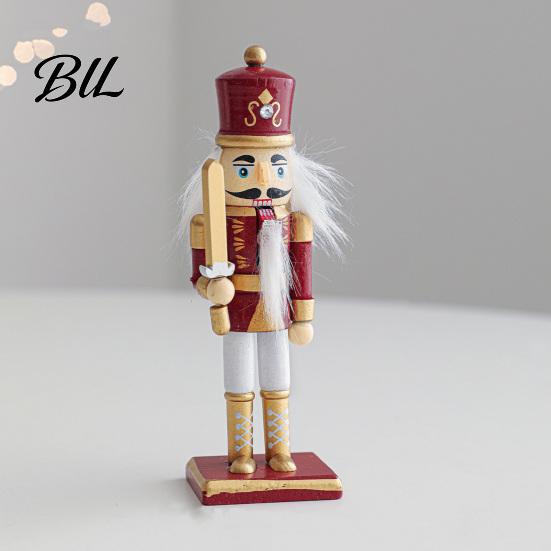 Traditional Nutcracker Statue Wooden Soldier Figurine, Handcrafted Solid Wood Christmas Tabletop Ornament Decorative for Holiday Desk And Bookshelf