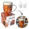 Thermal Glass With Flowers Double Wall Orange Pink 300 Ml