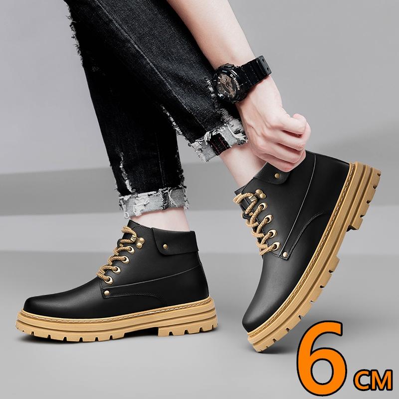 Man Elevator Ankel Boots Height Increase Shoes for Men Insole 6CM Platform Shoes Lift Women High Heel Leather Boots Plus Size 46