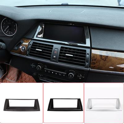 Für BMW X5 E70 X6 E71 2008-2013 ABS Kohlefaser/Schwarz Auto Navigations Dekorativer Rahmen Zierleiste Aufkleber Auto Zubehör