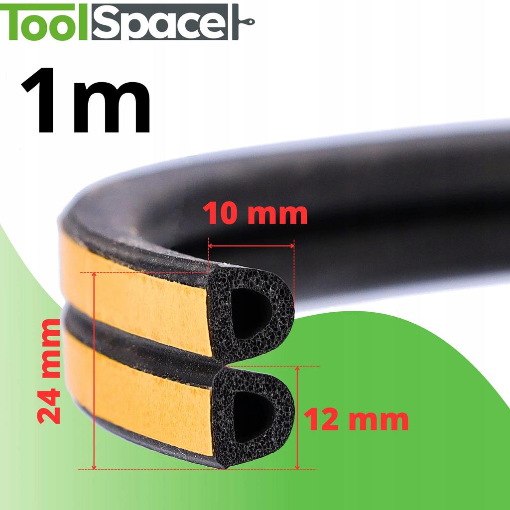 Uszczelka Garażowa D 12X10 Czarna 1M (2X0,5M)