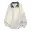 New Spring and Autumn Fashion Trendy Men's Round Neck Sweater Plaid Lapel Printed Pullover Sweater