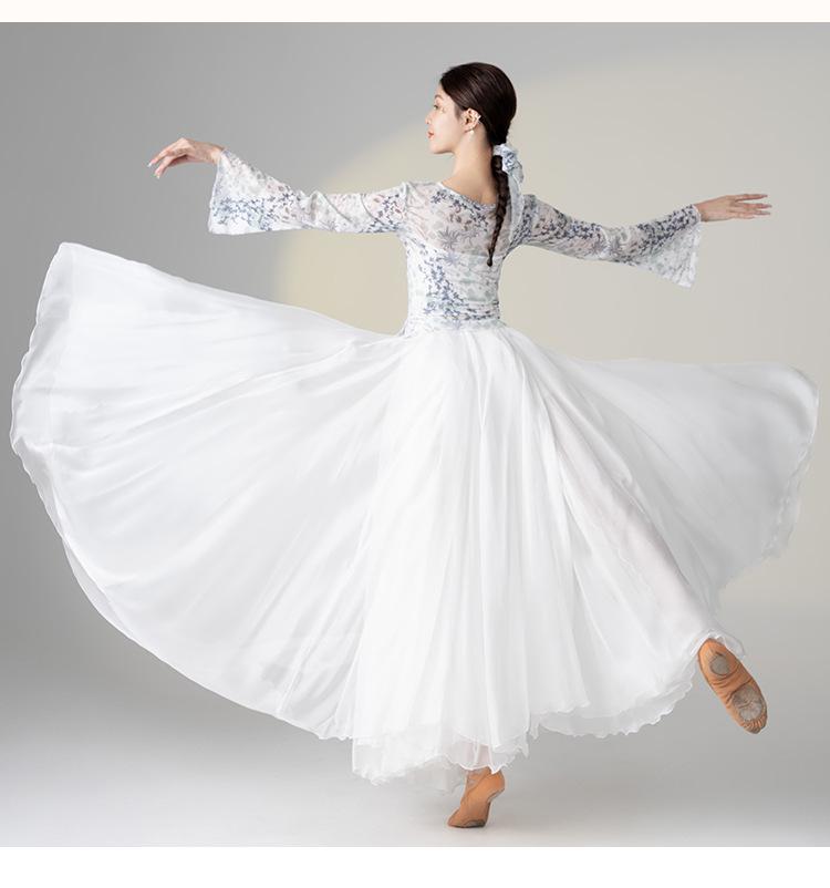 Haut en gaze pour danse ethnique féminine 2025 pour examens d'art - Costume fluide féerique