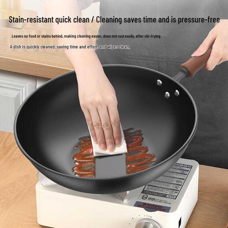 KOBACH 30cm Cast Iron Flat-Bottom Wok with Visible Lid