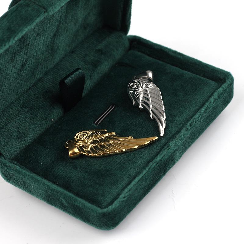 European Retro Feather Wings Pendant Necklace, Gold-Plated Stainless Steel DIY Jewelry