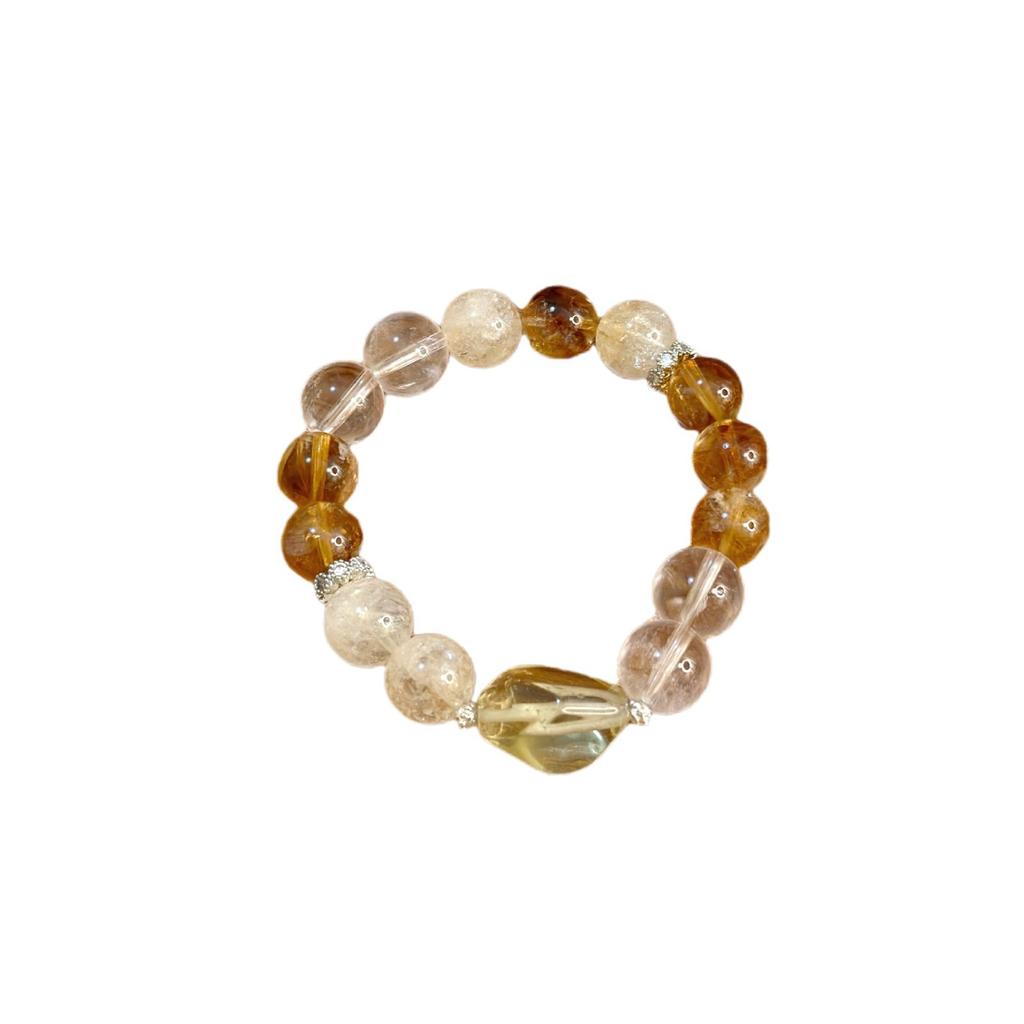 Natural crystal citrine, white crystal, yellow pyramid crystal, sugar cube design bracelet, non-inlaid women's bracelet jewelry