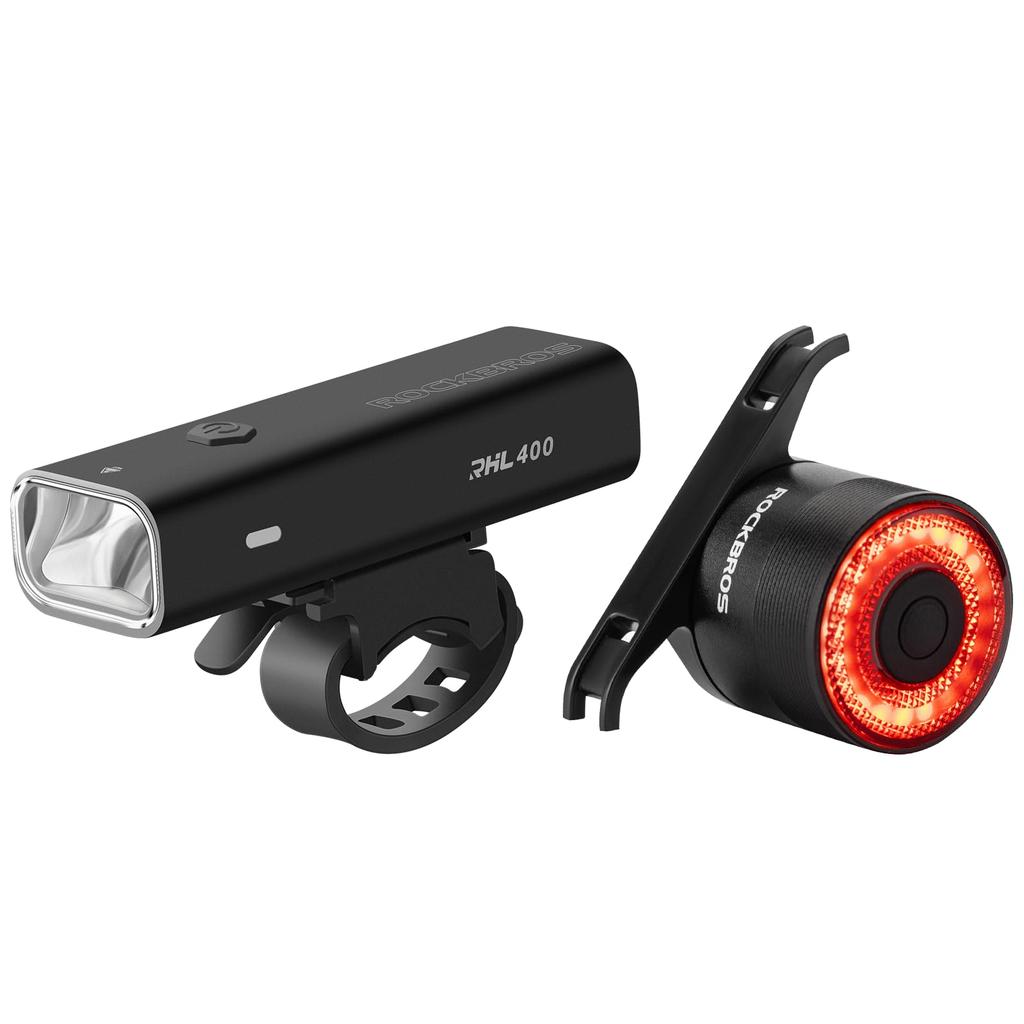 ROCKBROS Bicycle Light Tail Bicycle Automatic High 4 Light IPX6 Road Bike Front Aluminum Battery Level Easy Perfect for Emergency and Nighttime Riding