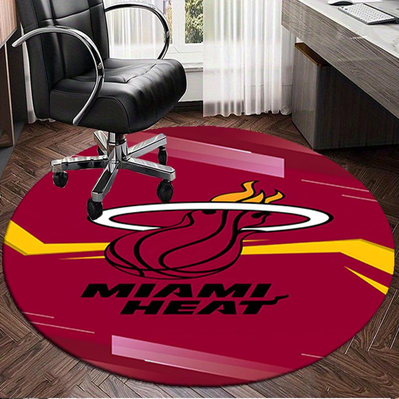 Heat Miami Team Spirit Round Rug for Livingroom,Bedroom, Palyroom, Chair Rug, Area rug, Circle Carpet, Large Size Fan Christmas gift