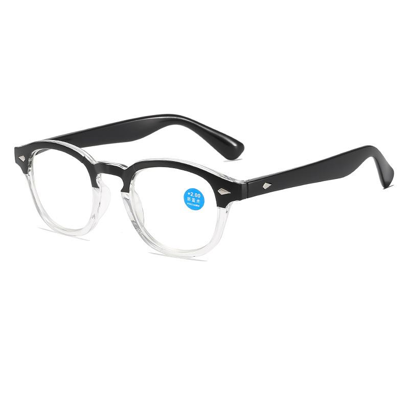 New Retro Anti Blue Light Reading Glasses Men Women Fashion Rivet Spring Leg HD Prescription Eyewear +1.0 +1.5 +2.0