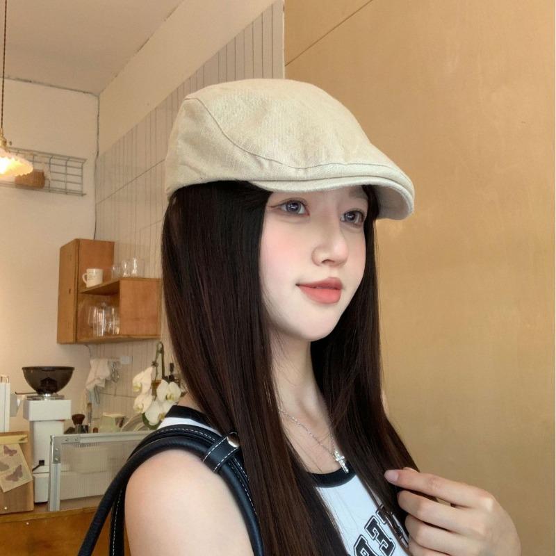 Beret Spring and Summer Breathable Cotton and Linen Retro Cap Versatile Forward Hat Men's Trendy Hat Women