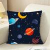 Outer Space Spaceship Astronaut Cushion Cover Reversible Plush Pillow Cover For Car Sofa Bedroom Decorative Gift Pillowcase